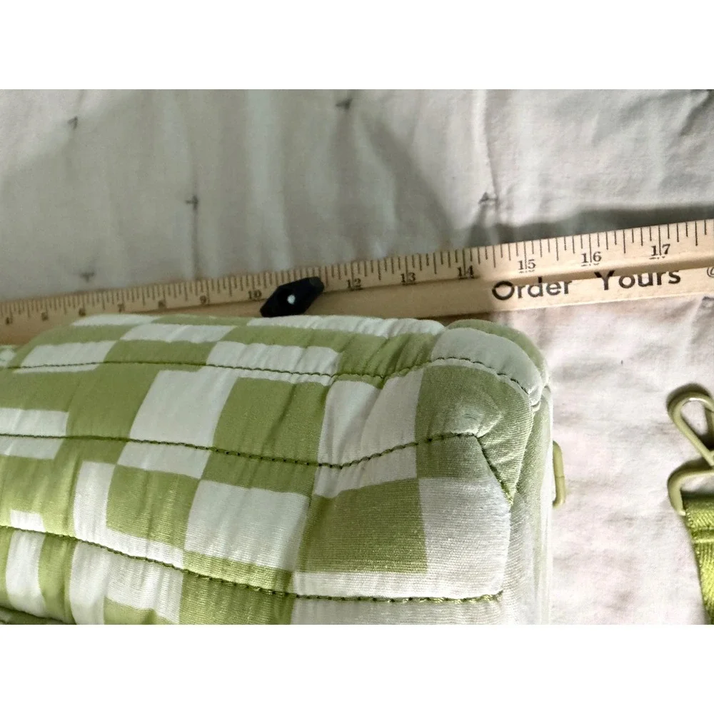 BEIS Elsa Hosk Quilted Diaper Backpack Green White Checkered with Changing Mat